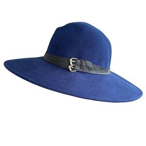 Free People Matador Hat Womens One Size Blue Wool Wide Brim Boho Indie Western